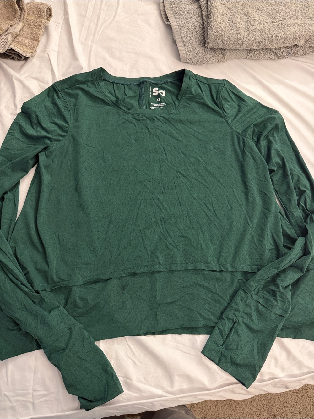 SO Women’s Dark Green Long Sleeve Crew Top